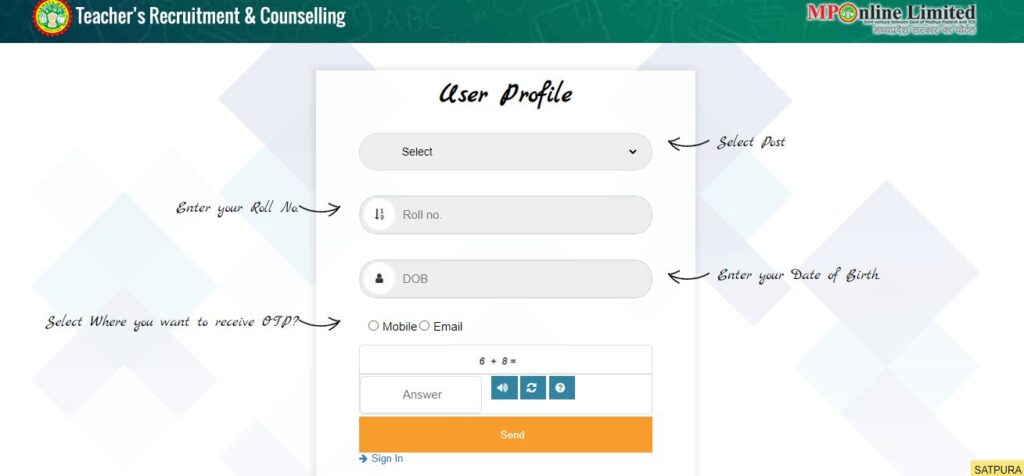 signup on TRC portal