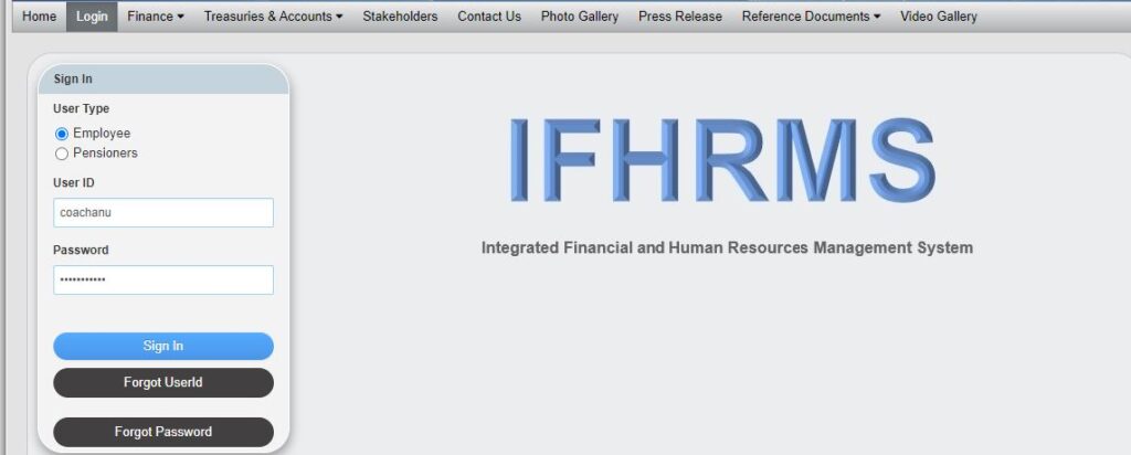 ifhrms login page