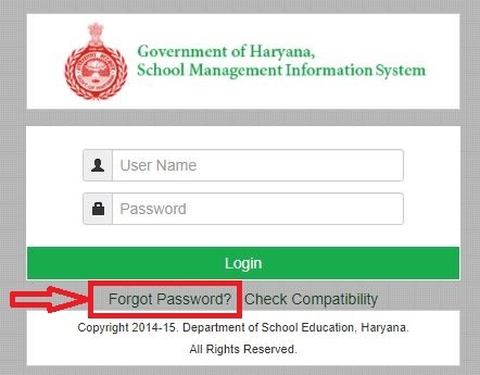 Saksham Haryana Education Portal forgot password
