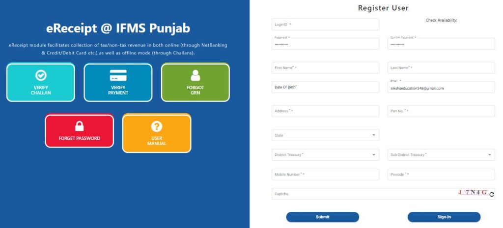 registration form