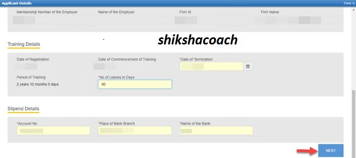 Articleship-termination form icai sspportal