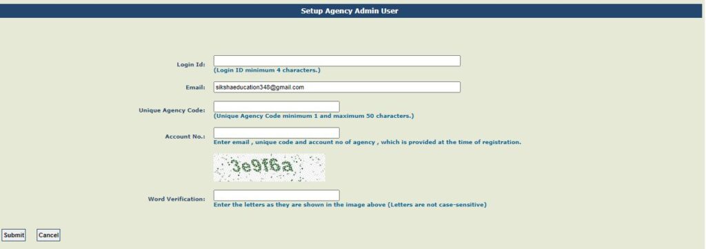 setup agency admin user