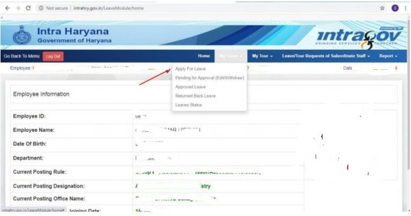 hrms haryana leave apply