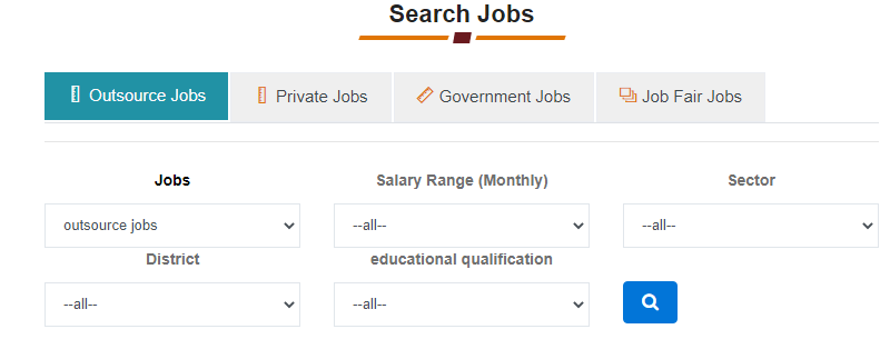 search privtae job on sewayojan portal