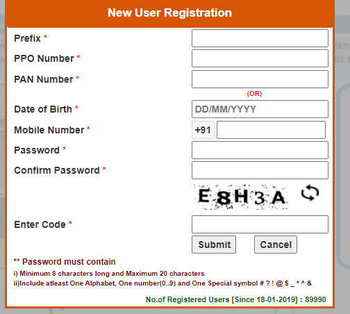 TN Pensioner Registration form